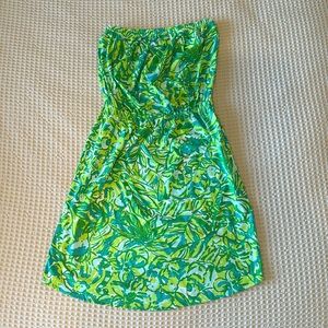 Lilly Pulitzer Strapless Windsor Green Parrot Dress